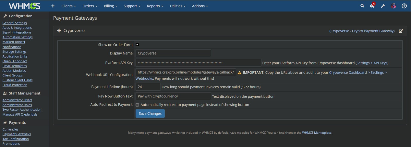 WHMCS Payment Gateway | Accept Crypto Payments with Crypoverse